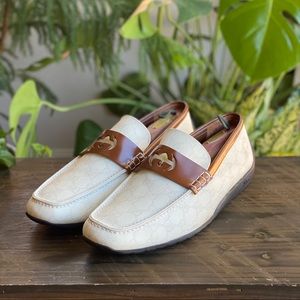 Gucci White Wimbledon Plus GG Plus Loafers Mens 12